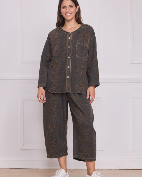 Veste femme léopard en jean – 100% coton