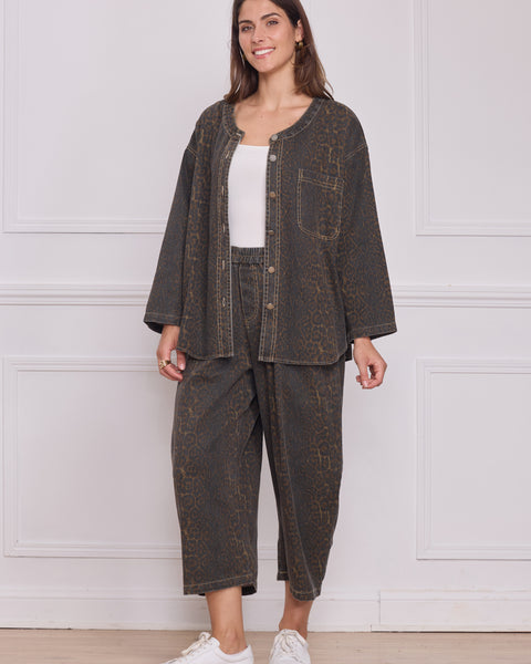 Veste femme léopard en jean – 100% coton