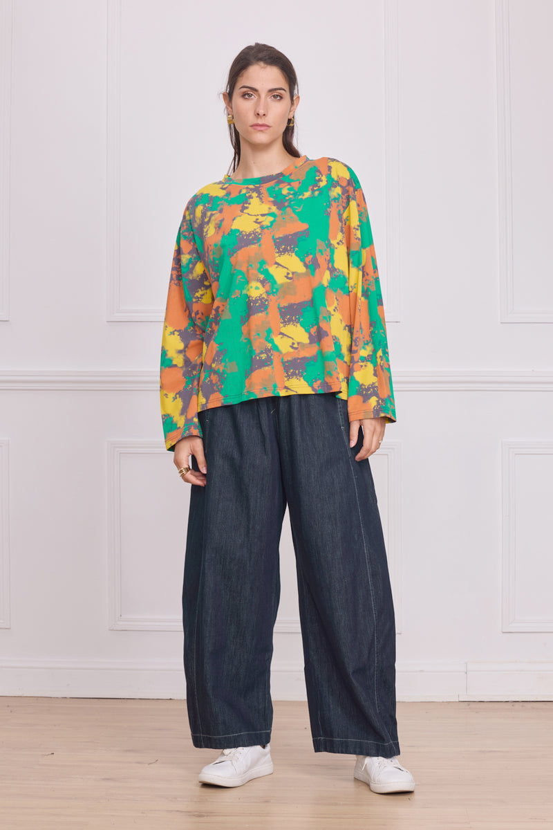 Blouse femme multicolore verte – 100% coton