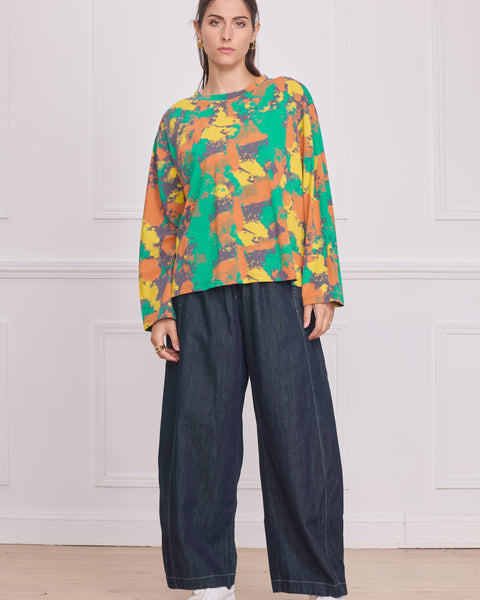 Blouse femme multicolore verte – 100% coton