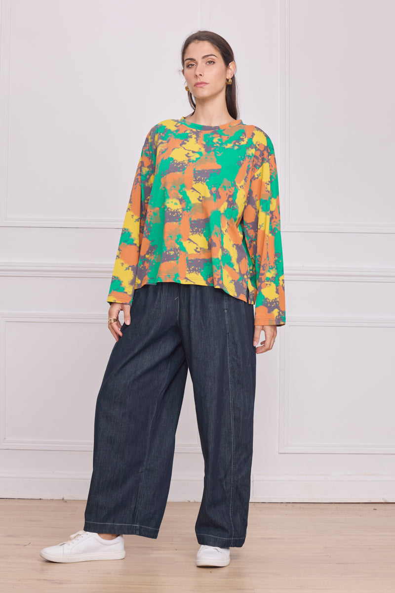 Blouse femme multicolore verte – 100% coton