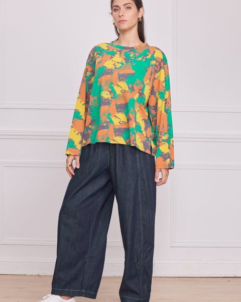 Blouse femme multicolore verte – 100% coton