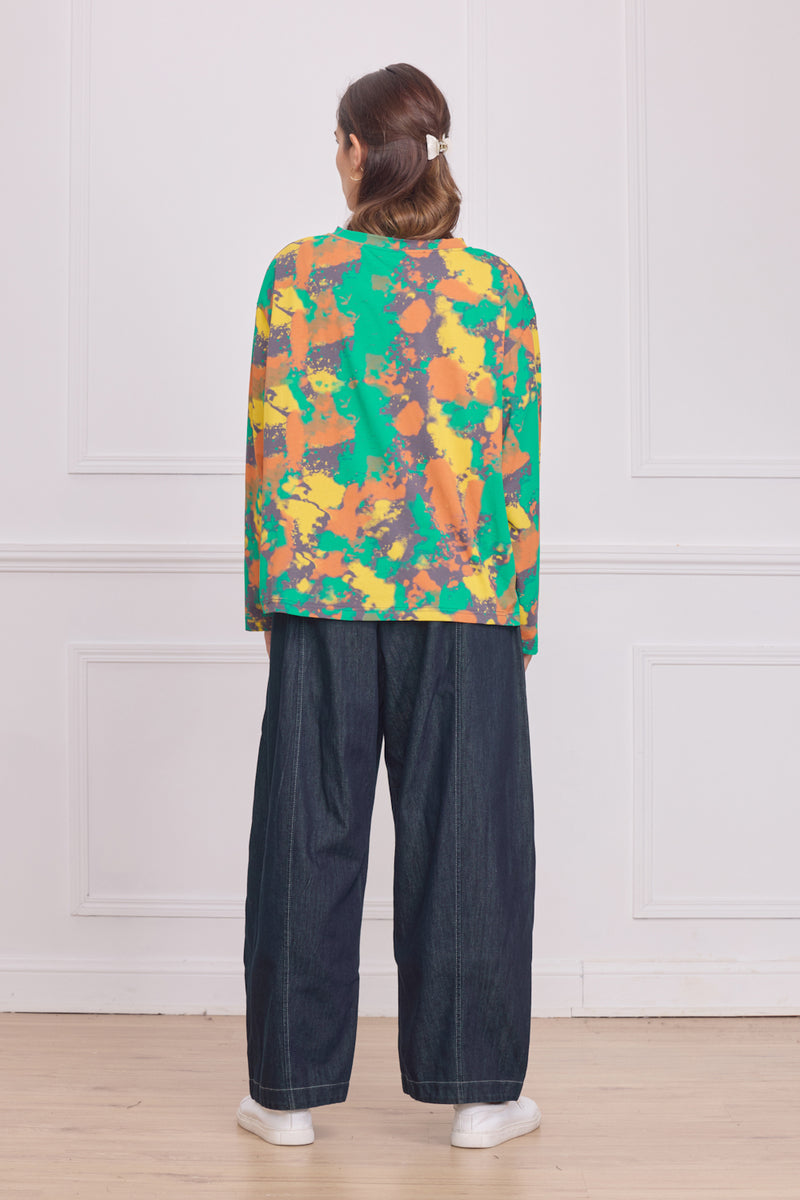 Blouse femme multicolore verte – 100% coton