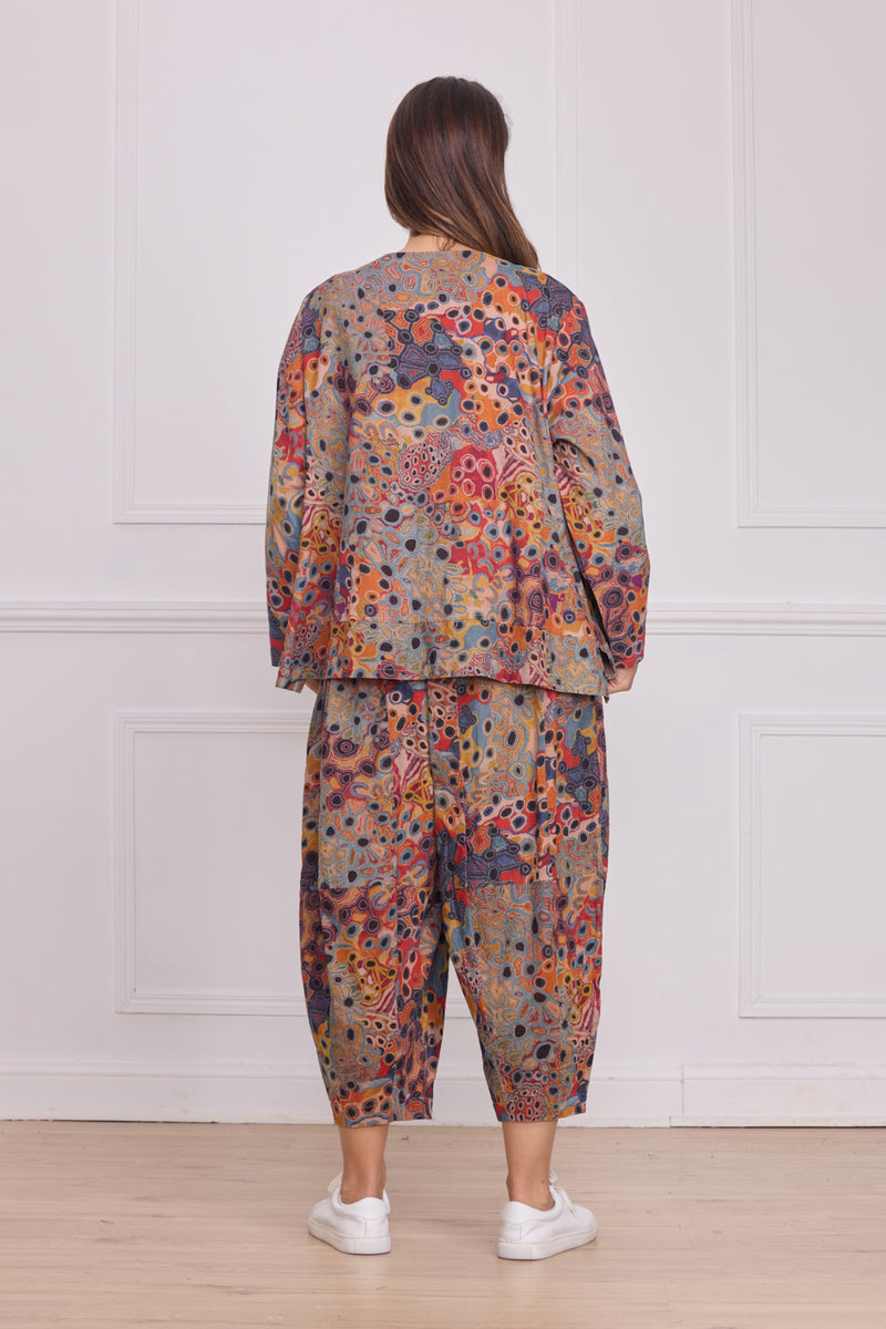 Blouse femme marron à motifs – 100% coton