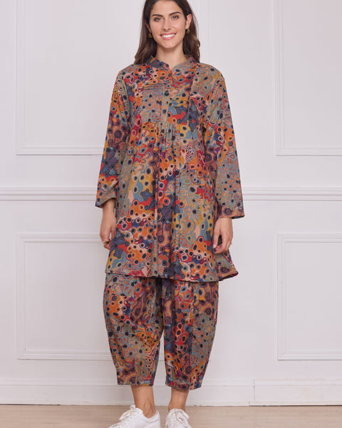 Robe femme marron à motifs – 100% coton