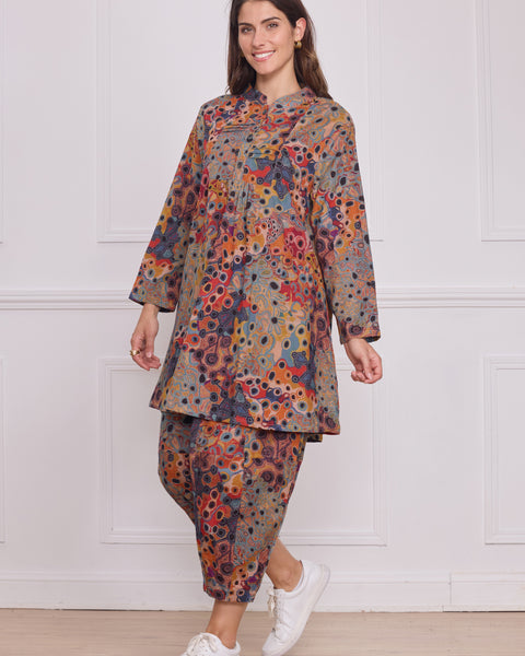 Robe femme marron à motifs – 100% coton