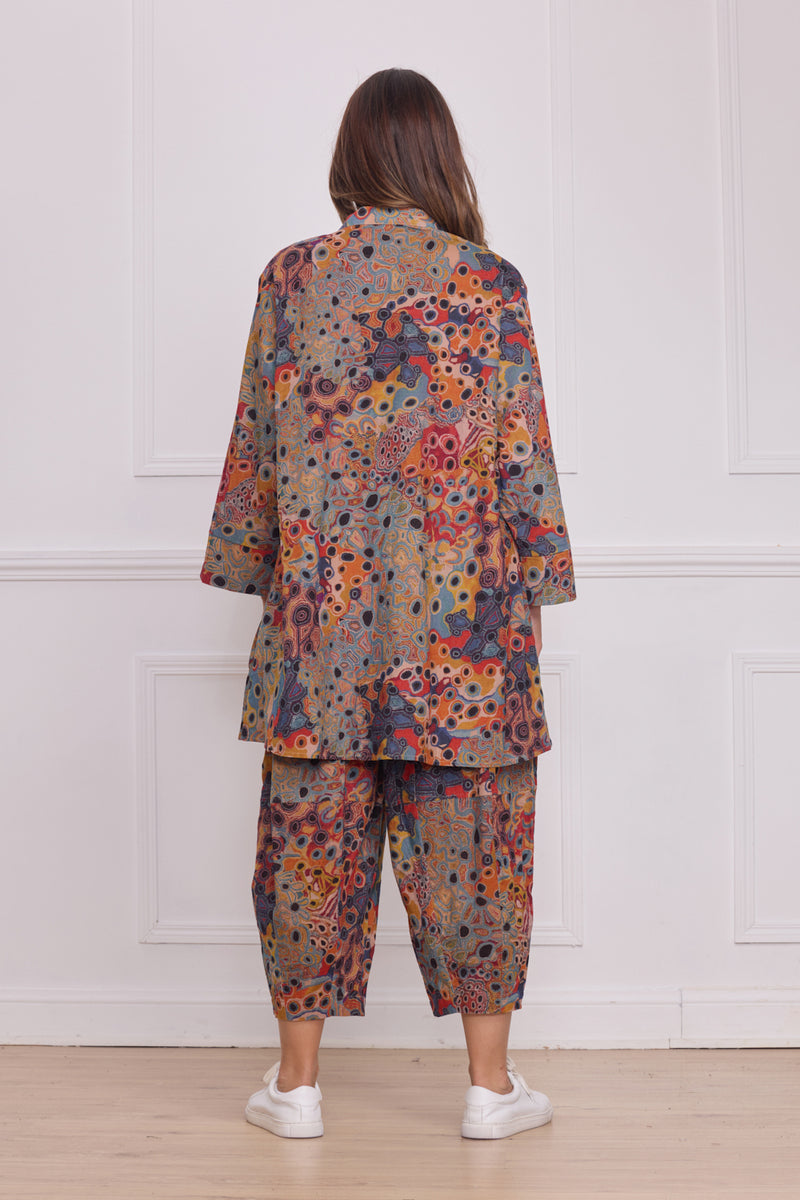 Chemise femme marron à motifs – 100% coton