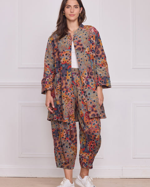 Chemise femme marron à motifs – 100% coton