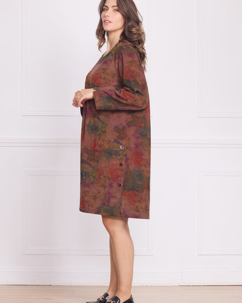 Robe femme marron à fleurs – 100% coton