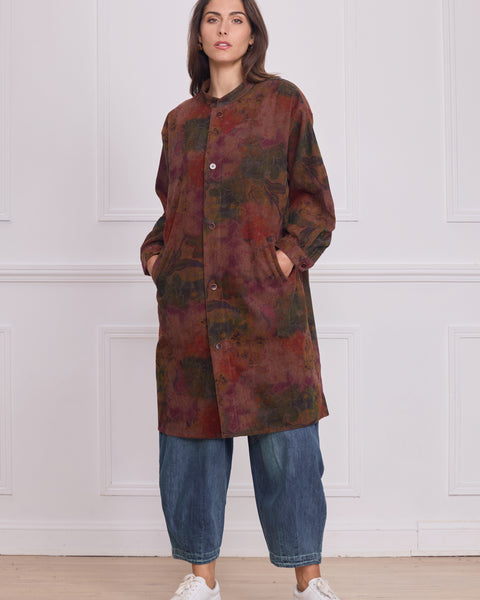 Chemise femme marron à fleurs – 100% coton