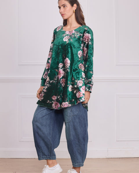 Tunique femme en velours à motifs