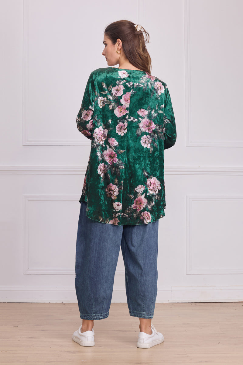 Tunique femme en velours à motifs