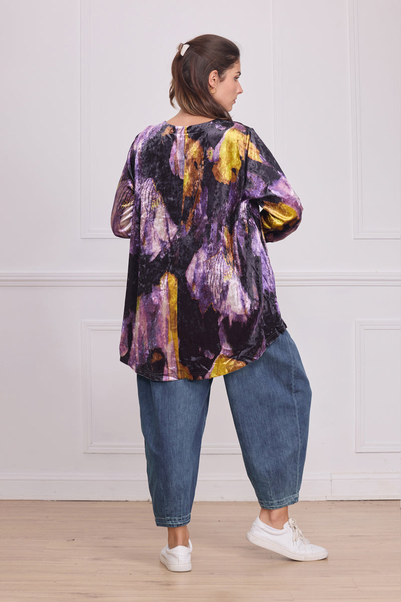 Tunique femme en velours à motifs