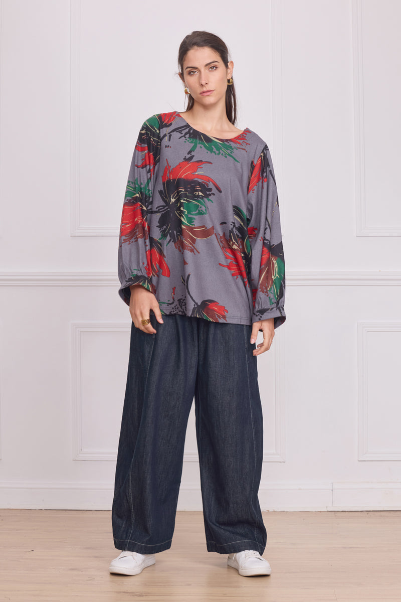 Haut femme manches longues à motifs