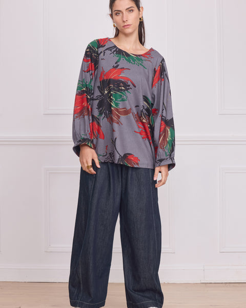 Haut femme manches longues à motifs