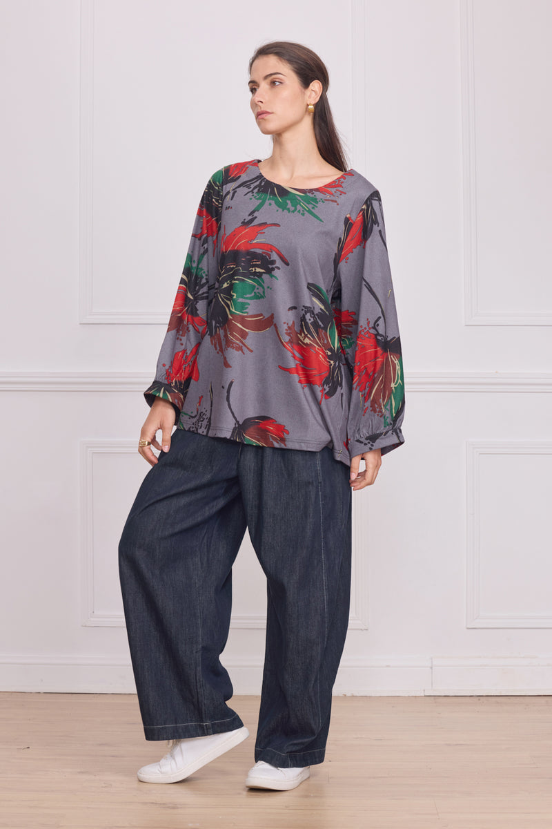 Haut femme manches longues à motifs