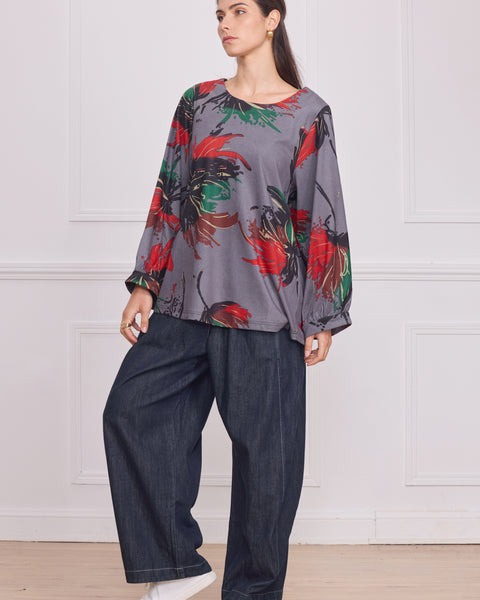 Haut femme manches longues à motifs