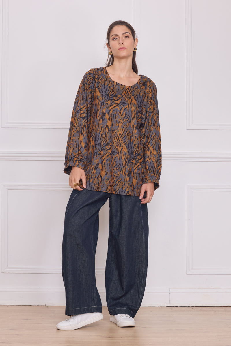 Haut femme manches longues à motifs