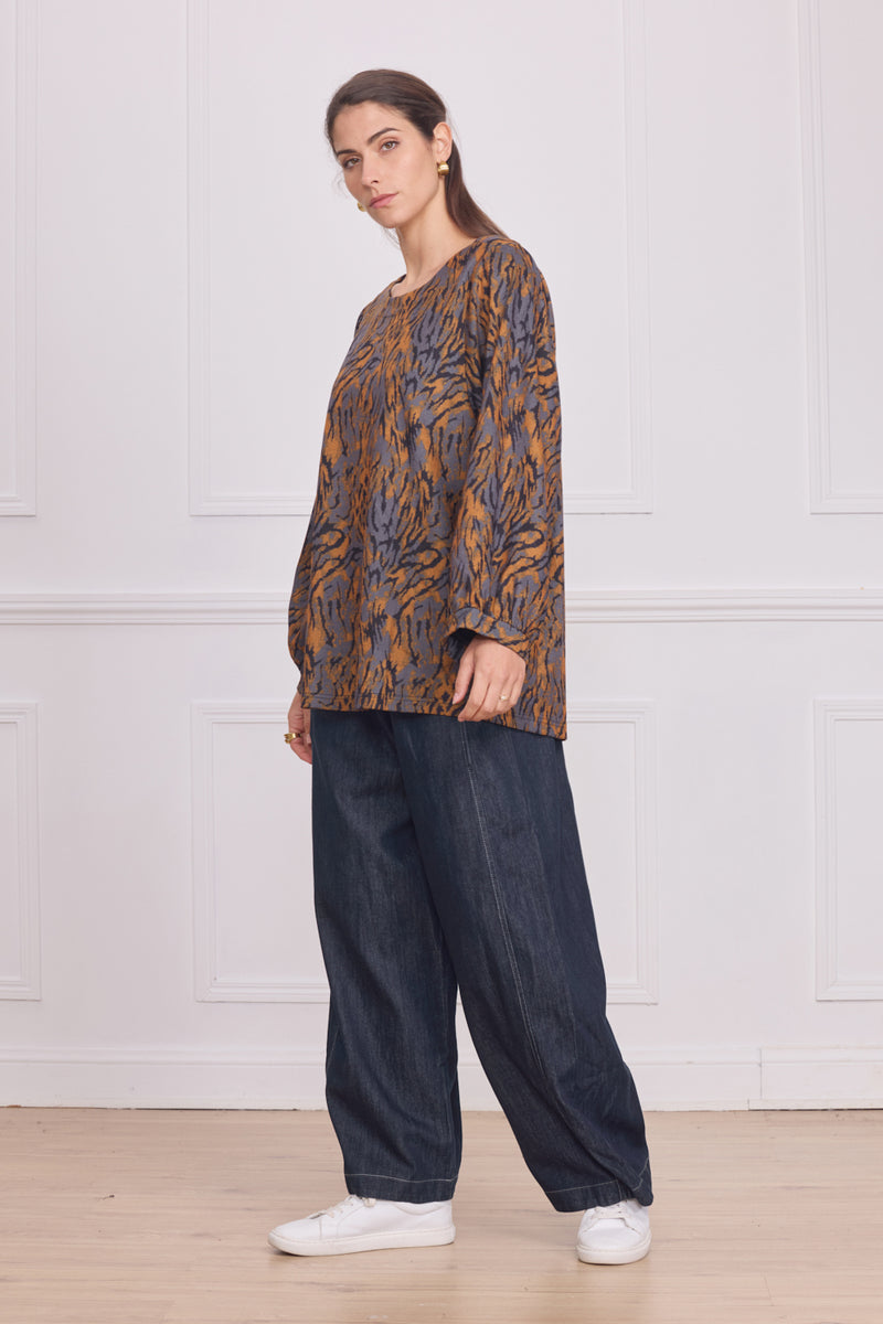 Haut femme manches longues à motifs