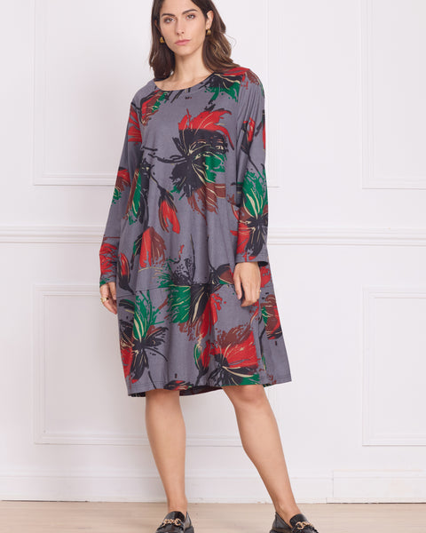 Robe femme manches longues à motifs