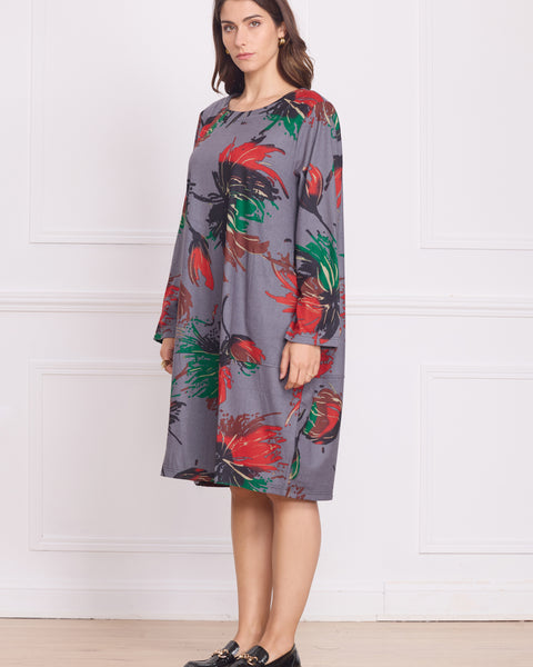 Robe femme manches longues à motifs