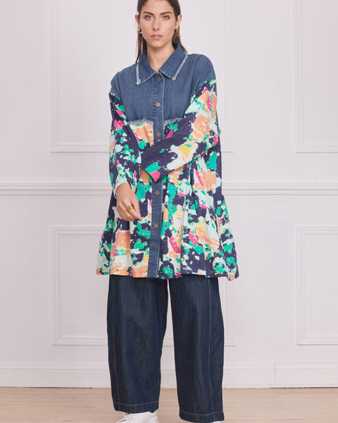 Chemise en jean motifs peinture – 100% coton