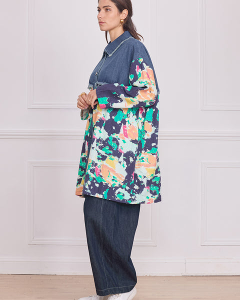 Chemise en jean motifs peinture – 100% coton