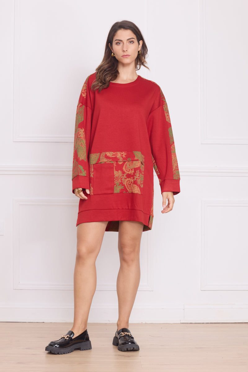 Robe tunique femme épaisse à motifs