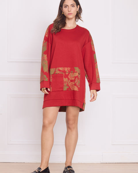 Robe tunique femme épaisse à motifs