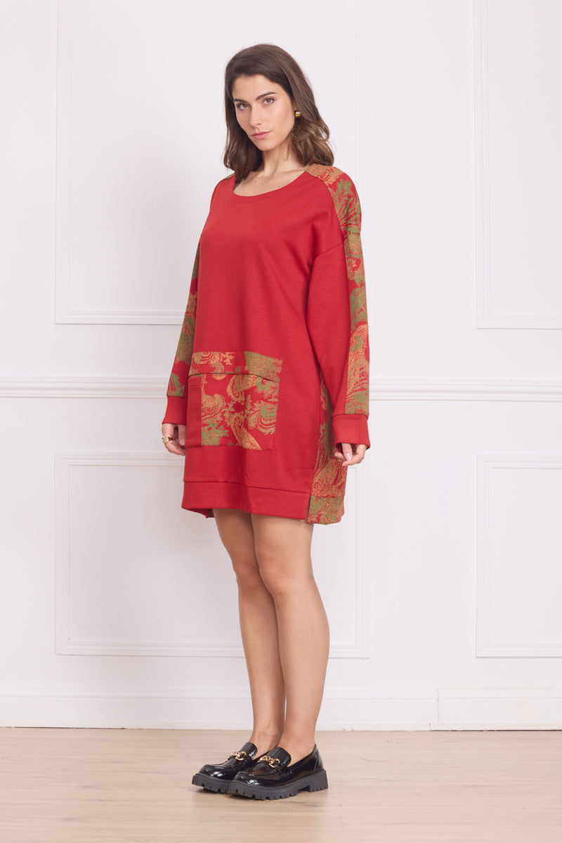 Robe tunique femme épaisse à motifs