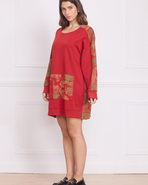 Robe tunique femme épaisse à motifs