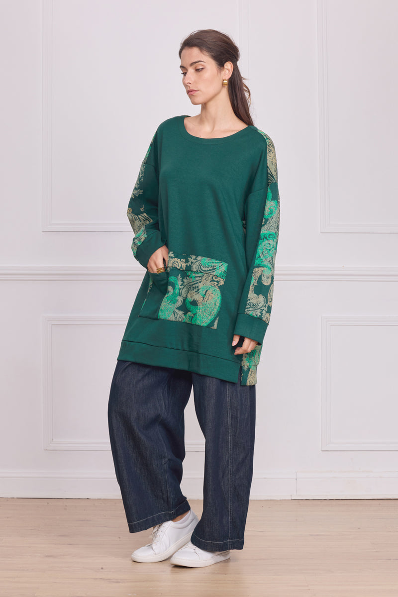 Robe tunique femme épaisse à motifs