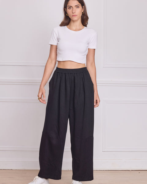 Pantalon wide femme noir hiver