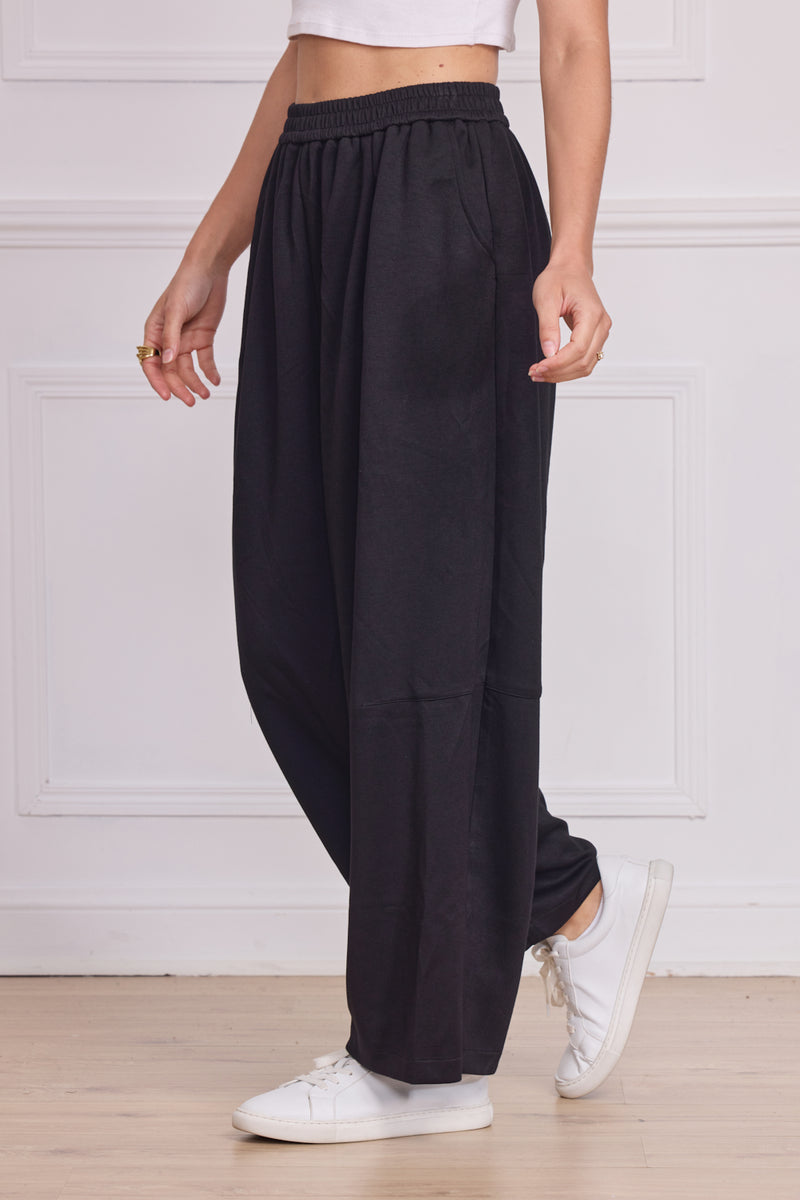 Pantalon wide femme noir hiver