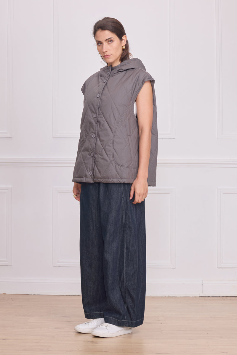 Gilet sans manches matelassé femme – 100% coton