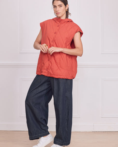 Gilet sans manches matelassé femme – 100% coton