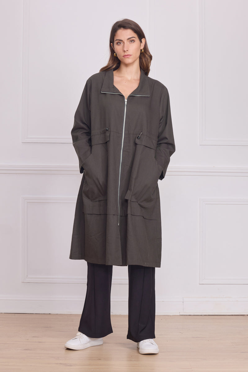 Manteau léger femme uni – 100% coton enduit