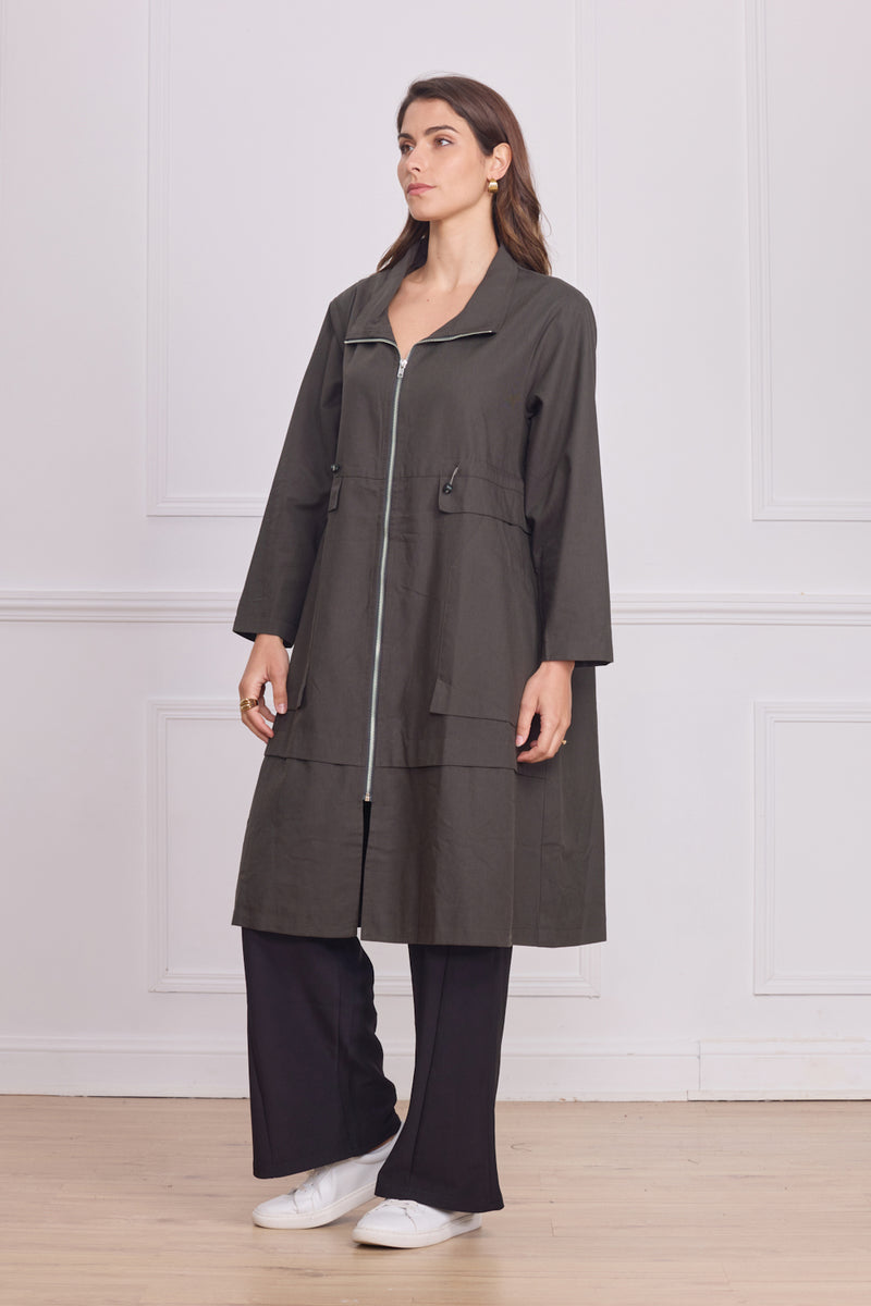 Manteau léger femme uni – 100% coton enduit