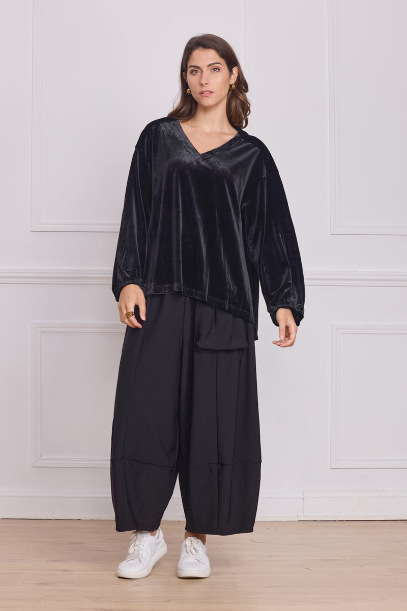 Blouse femme noire en velours