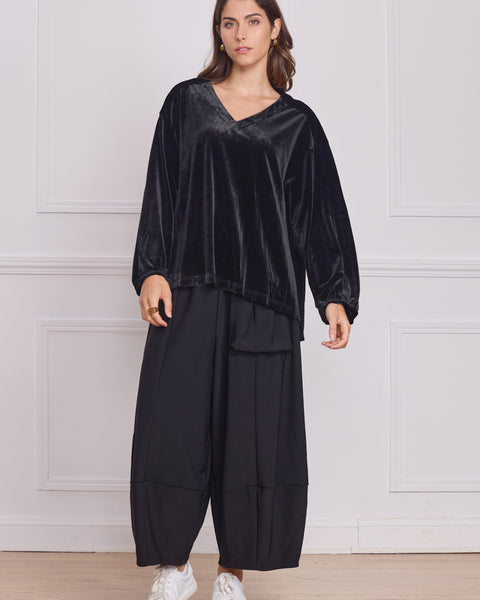 Blouse femme noire en velours