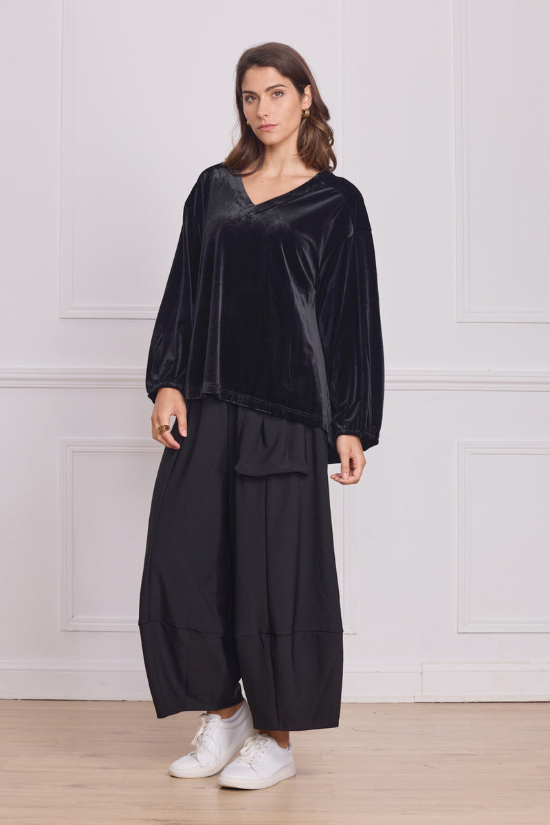 Blouse femme noire en velours