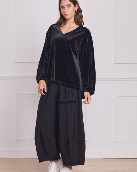 Blouse femme noire en velours