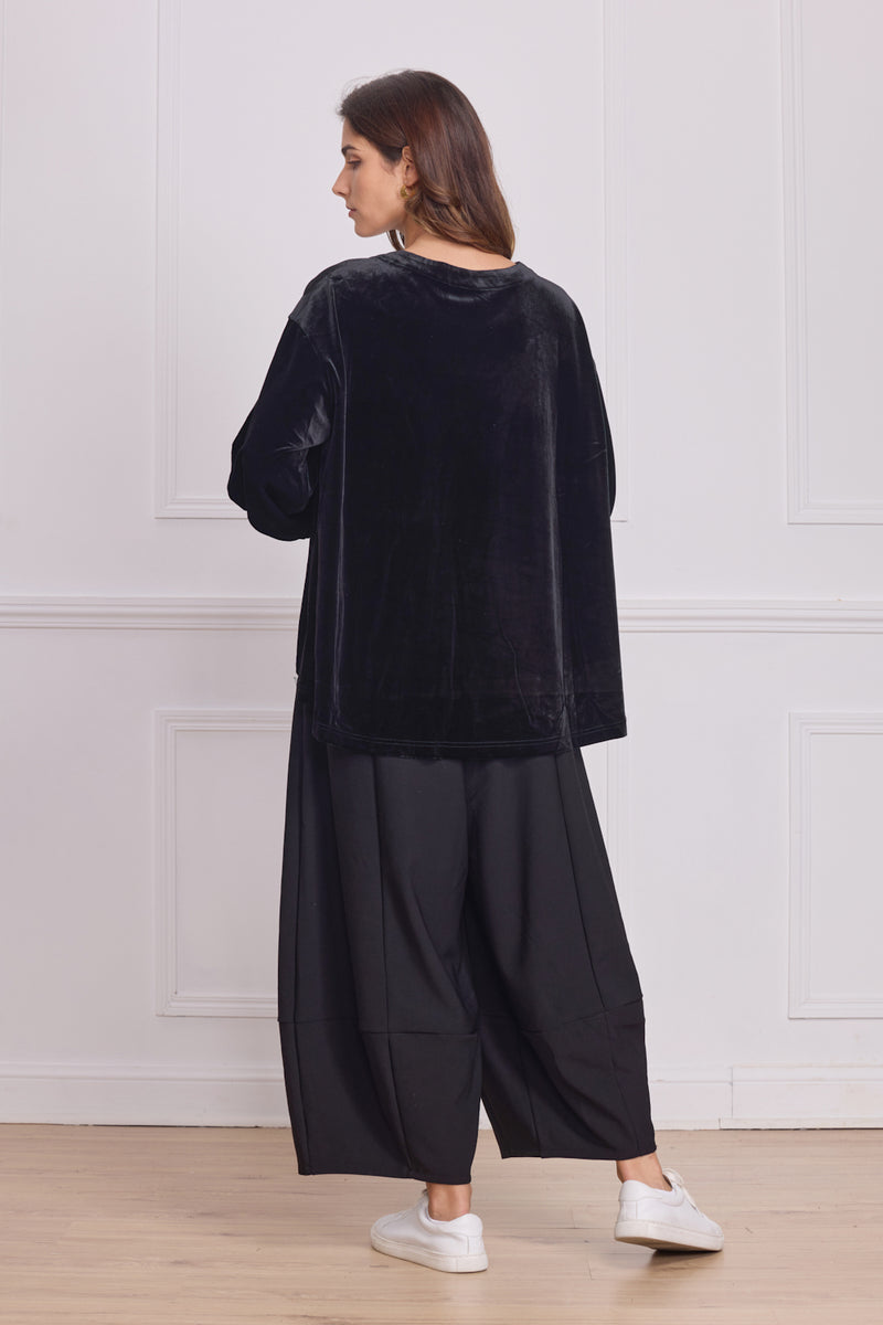 Blouse femme noire en velours