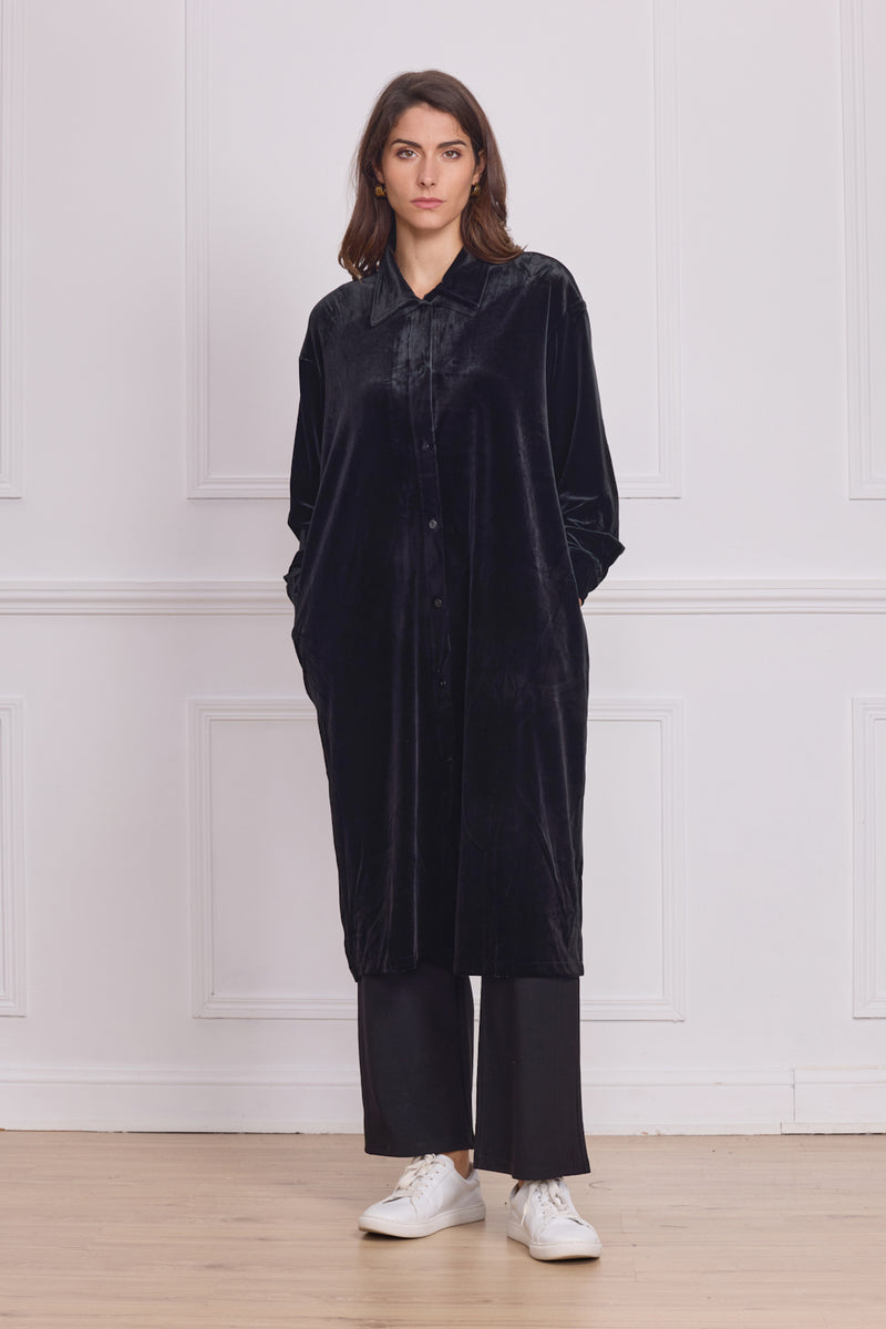 Chemise femme noire en velours