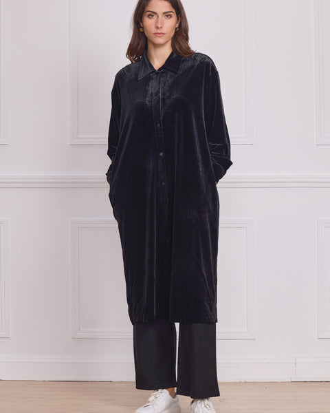 Chemise femme noire en velours