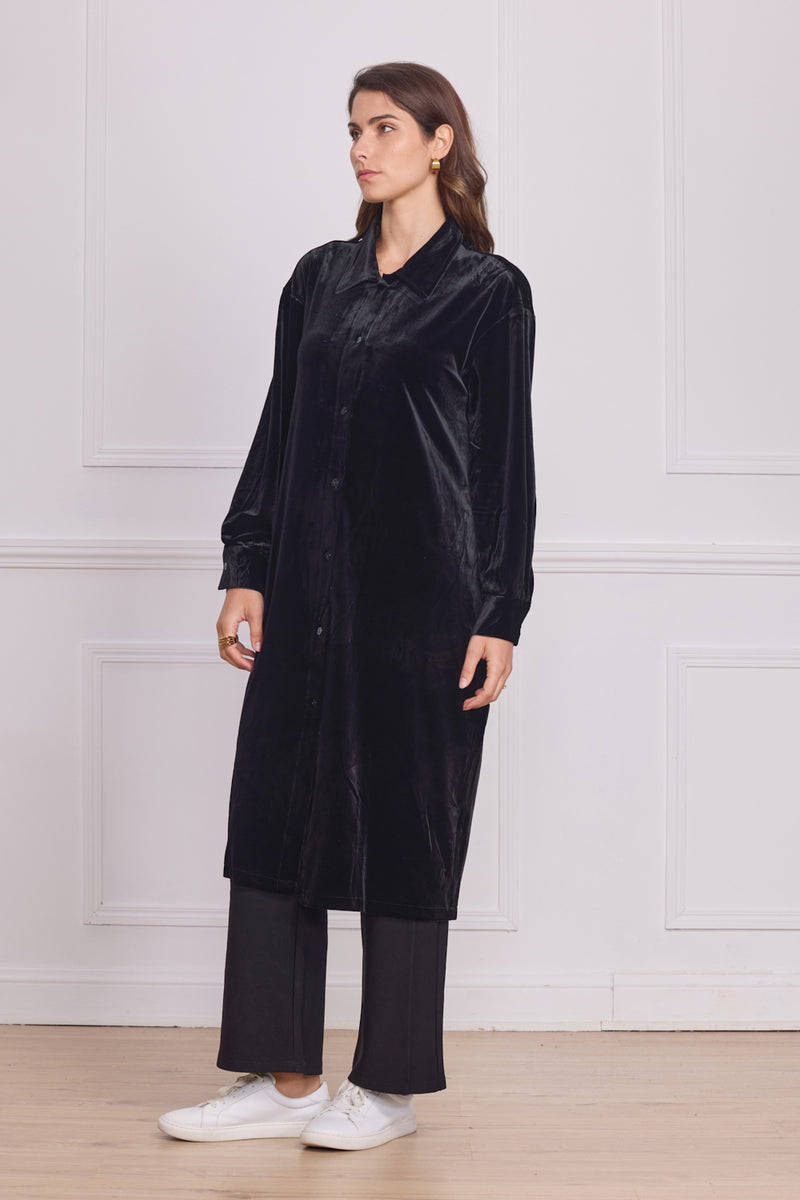 Chemise femme noire en velours