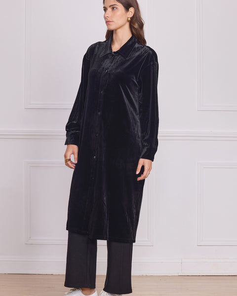 Chemise femme noire en velours