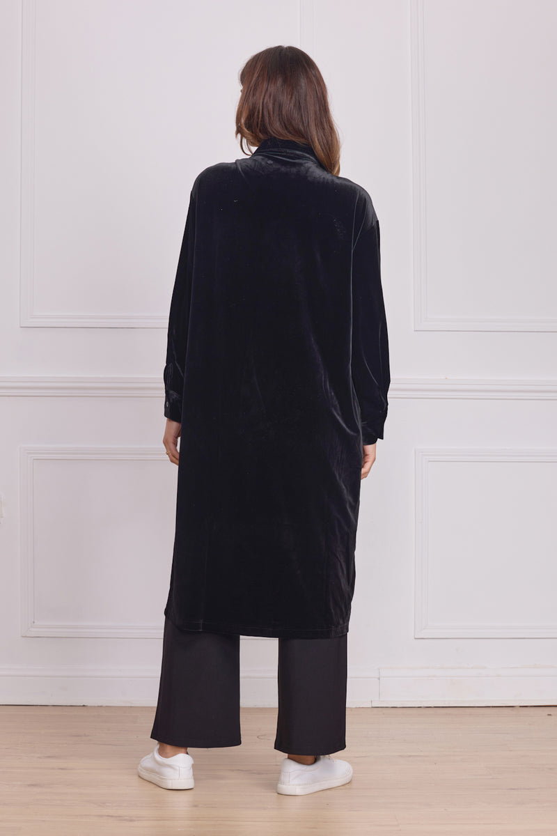 Chemise femme noire en velours