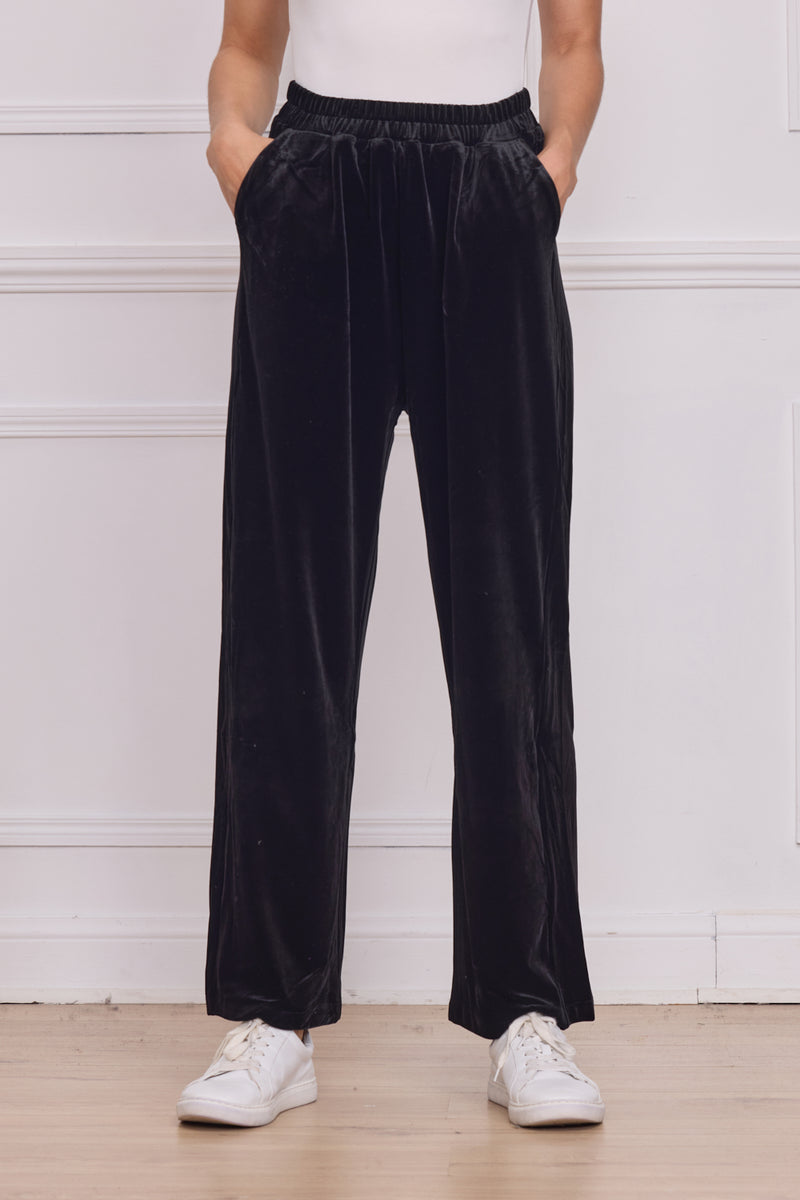 Pantalon femme noir en velours