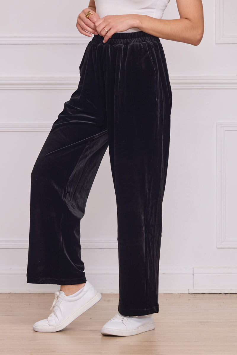 Pantalon femme noir en velours